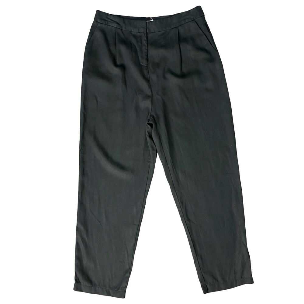 Vetta Black Pleated Tencel Tapered Leg Work Office Pants size 10 Made in the USA
